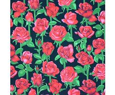 Hadson Craft Quilting Patchwork Craft 100% Baumwolle Schwarz Rose Muster Nähen Schneidern Gardinen Kleidung von Fabric Freedom 45 (114) cm - Preis pro Viertelmeter (0,25cm) Einheitsgröße