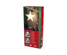 Konstsmide, 1751-280, Weißer Papierstern, mit messingfarbenem Muster und Metall-Fuß 7 Zacken, inkl. Anschlusskabel mit an/aus Schalter, ohne Leuchtmittel, E14 Lampenhalterung, 230V, Innen, weißes Kabel