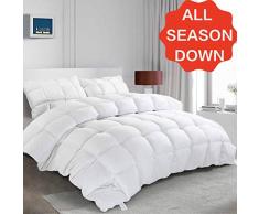 SOPAT Luxuriöse Daunenbettdecke für alle Jahreszeiten, solide, weiße Federdaunendichte Schale mit Tabs, 750 + Füllkraft Twin - 68 x 90 weiß