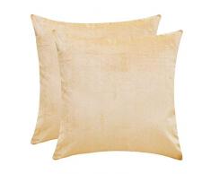 The White Petals Kissenbezug, SAMT, 2 Stück 18x18 inch beige