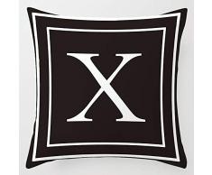 INSHERE Kissenbezug, Schwarz oder Dunkelblau, englisches Alphabet, Kissenbezug, modern, quadratisch, Dekoration für Sofa, Bett, Stuhl, Auto, 45,7 x 45,7 cm Schwarz X