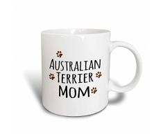 3dRose Australian Terrier Dog Mom, Muddy Paw Prints Doggy mit Liebe Mama mit Owner-Magic, Kaffeebecher, Keramik, Braun, 10.16 cm x 7,62 x-Uhr