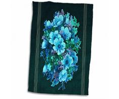 3dRose Blumenstrauß mit türkisen, blauen und grünen Blumen mit türkisfarbenem Hintergrund, Handtuch, 38 x 56 cm, Weiß