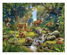 Walltastic Tiere des Waldes, Tapete, Wandbild, Papier, Multi, 8 x 10 ft