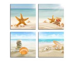 Zen Wall Art Wandbild – 4 Panels The Way of Zen and Regimen Foto Kunstdrucke auf Leinwand für Heimdekoration Yoga, Dusche, Arbeitszimmer Zimmer 12 x 12 inch blau