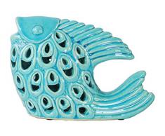 Urban Trends Keramik Fisch Figur zu schauen, mit Ausschnitt Design-Optik türkis, türkis/Silber