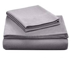 Sun Washed 100% Baumwolle 170 g/m² Flanell super weich, warm & flauschig 4-teilige Bettwäsche, bis zu 40,6 cm Tiefe Tasche Queen Dark Grey Duvet