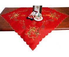 CloudSun Weihnachtstischdecke, 86,4 cm, Bestickt mit Weihnachtsblumen und Kerzen, Weihnachtsstern 34×34 Poinsettia