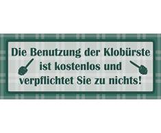 Schatzmix Hinweisschild Die Benutzung der Klobürste Metallschild Wanddeko 27x10 cm tin Sign Blechschild, Blech, Mehrfarbig