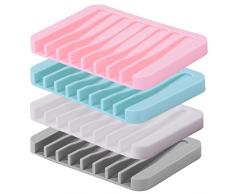 Oldhill Silikon Bar Seife Gerichte Halterung für Dusche Badezimmer Küche 4er Pack Verschiedene Farben
