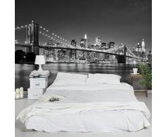 Apalis 94735 Vlies / Fototapete Nighttime Manhattan Bridge II Breit | Vlies Tapete Wandtapete Wandbild Foto 3D Fototapete für Schlafzimmer Wohnzimmer Küche | Größe: 225x336 cm
