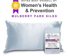 Mulberry Park Seide – Deluxe 22 Momme 100% reine Maulbeere Charmeuse natürliche Bettwäsche – Öko-Tex-zertifiziert Queen Pillowcase (20 x 30) blau