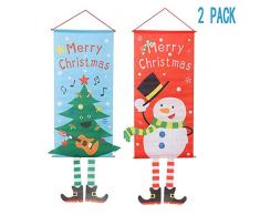 GANBA 2er-Pack Weihnachts-Stoff-Flagge, saisonale Stoff-Wandbehang, Urlaubs-Dekoration, Tür-/Fenster-Dekoration für Weihnachten, Weihnachtsmann und Elfe