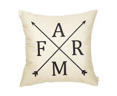 fahrendom Rustikal Farm Fresh Eggs Henne Vintage Country Style Retro Farmhouse Zitat Geschenk Baumwolle/Leinen Home dekorativer Überwurf-Kissenbezug mit Worten für Sofa Couch 45,7 x 45,7 cm 18X18 Farm Arrow