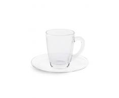 Excelsa Flore Espressotassen mit Untertasse, Glas, transparent, 6 Stück