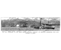 British Fleet 1881 Nthe Steamship Hms Helicon (rechts) With Lord Dufferin The New British Ambassador To The Ottomane Empire On Board Comes At Argostoli On The Greek Island Of Cephalonia With Other Sh