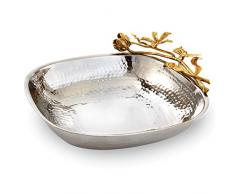 Elegance 70066 Tablett mit Schmetterlingsmotiv, quadratisch, 26,7 cm, silberfarben/goldfarben