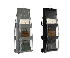 Love In The House Hängende Handtasche Geldbörse Organizer Haushalt Kleiderschrank Organizer Hängende Aufbewahrungstasche 6 große Aufbewahrungstaschen (2 Stück, grau, 91,4 x 35,6 x 35,6 cm)