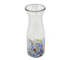 NOVICA 260446 Confetti Festival Glaskaraffe geblasen, blau/klar/bunt