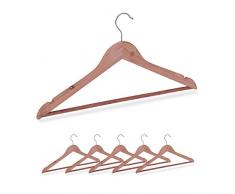 Relaxdays Kleiderbügel Zedernholz, 6 Stück, Mottenschutz im Kleiderschrank, edles Design, eingekerbt, B: 44 cm, Natur