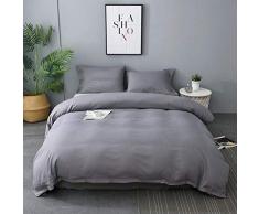 M&Meagle Bettbezug, weiß, einfarbig, Knopfleiste, 100% Mikrofaser mit gewaschener Baumwolle, fühlt Sich an wie eine sehr weiche Baumwolle Queen(90×90) dunkelgrau