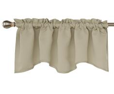 deconovo Solid Farbe Rod Pocket Verdunklungsvorhänge kurz Vorhänge gewelltem Querbehang, Polyester-Mischgewebe, beige, 52x18 Inch