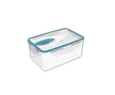 BIESSE CASA Von Kühlschrank zu Mikrowelle mit einem klick Frischhaltedosen mit 2 l Fassungsvermögen, aus doppelt gespritztem Kunststoff und Gummi mit Ventilsystem, Plastik, blau, 2 Litre