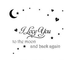 Homefind Good Night Wandaufkleber Vinyl Wand Kunst für Kinder Zimmer Wohnzimmer Schlafzimmer Kinderzimmer Schwarz Moon