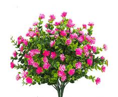 Künstliche Blumen, UV-beständige Pflanzen, Kunst-Kunststoff, Sträucher, für drinnen und draußen, zum Aufhängen, für Zuhause, Küche, Büro, Hochzeit, Garten (Rosa)