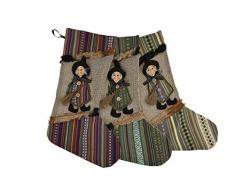 Comarco Sa 10767 Weihnachtsstrumpf und Weihnachtsstrumpf, Jute Stoff, Mehrfarbig, 23 x 2 x 39 cm