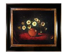 overstockArt Mjh2457-Fr-240G20X24 Kopfende gelbe Gänseblümchen in Einer Schale mit opulentem Rahmen, dunkel gebeiztes Holz mit Goldverzierung