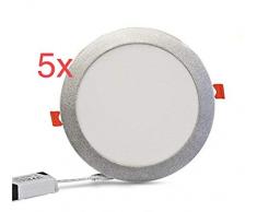 LED Atomant Panel Downlight LED 18 W Rahmen Silber, Weiß Frio 6500K, 1600 Lm, 5er Pack