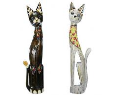 Benjara Deko-Katze mit Motiven, 2 Stück, klein, Mehrfarbig
