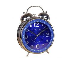 Qchengsan 10,2 cm Doppelglocken-Wecker mit stereoskopischem Zifferblatt, Vintage, klassische analoge Uhr mit Hintergrundbeleuchtung, batteriebetriebene Reiseuhr, einfaches Design neben Schreibtisch Wecker