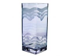 Sans Soucie Art Glass - Luxuriöse klare Glasvase Handarbeit Sandstrahl Ätzung auf 4 Seiten/Hochzeit Tischdeko Geschenk Kollektion/Deko Tischaufsatz / 25,4 cm Shoreline Edge Design Klarglas