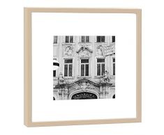 COGNOSCO RH-27-B100 Fotografie im Holzrahmen: Katharinengasse Fotodruck-Format 27 x 27 cm-Rahmenfarbe beige-Hochwertiges Wandbild, Geschenkidee oder Souvenir aus Leipzig, Holz, Schwarz-Weiß, Rahmen