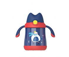 Ainaan Thermobecher für Kinder, aus Edelstahl, BPA-frei, mit Trinkhalm, 350 ml Handle blau