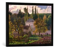 Gerahmtes Bild von Camille Pissarro Landhaus in der Hermitage (Pontoise), Kunstdruck im hochwertigen handgefertigten Bilder-Rahmen, 70x50 cm, Schwarz matt