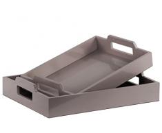 Urban Trends Holz Serviertablett rechteckig mit Ausschnitt Griffe beschichtet Finish (Set von 2), grau