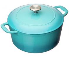 Tramontina Bratpfanne aus Gusseisen emailliert runder Schmortopf 5.5-Quart mittelblau