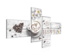 Bilder Küche Kaffee Wandbild 150 x 60 cm Vlies - Leinwand Bild XXL Format Wandbilder Wohnzimmer Wohnung Deko Kunstdrucke Weiß 4 Teilig - MADE IN GERMANY - Fertig zum Aufhängen 020645c