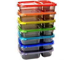 youngever 7 Pack Farbe Mahlzeit Prep 3 fach Teil Lunch Box Food Container mit Ice Pack