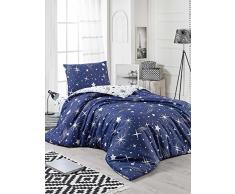 EnLora Home Bettdecke für Einzelbett, White Dark Blue, 155 x 220 cm, 2 Stück