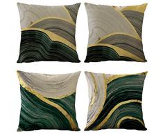 WOMHOPE Set von 4 Vintage Geometrische Dekorative Überwurf-Kissenbezüge Kissenbezüge 45,7 x 45,7 cm für Wohnzimmer, Couch und Bett Modern 18 Gold