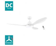 EGLO Deckenventilator Antibes, 3 Flügel Ventilator mit Fernbedienung, Deckenventilator mit Beleuchtung, Timer, Sommer Winter Betrieb, hochwertiger ABS Kunststoff, Weiß matt, DC Motor, leise, Ø 132cm