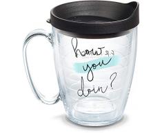 Tervis Isolierbecher mit Wickel und schwarzem Deckel 16oz Mug farblos