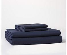 Bokser Home Perkal Bettlaken-Set – 100% langstapelige Baumwolle, kühl, knackig, atmungsaktiv, extra Tiefe Taschen für Jede Matratze und Zertifiziert ohne Chemikalien Full Navy