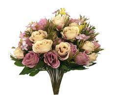 cattree Künstliche Blumen Kunststoff beflockt Lavendel Bundle Fake Pflanzen Hochzeit Trensenzaum Bouquet Indoor Outdoor Home Küche Büro Tisch Aufsteller Arrangements Weihnachten Decor Rose-purple-4pcs