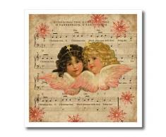 3dRose ht_268067_1 Nostalgische Weihnachtsengel und Typographie Illustration zum Aufbügeln, transparent