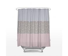 Libaoge Klassischen Gestreift Florales Ornament Muster Schimmelfrei Polyester-Wasserdicht-Badezimmer Dusche Vorhang 48x72 Blush